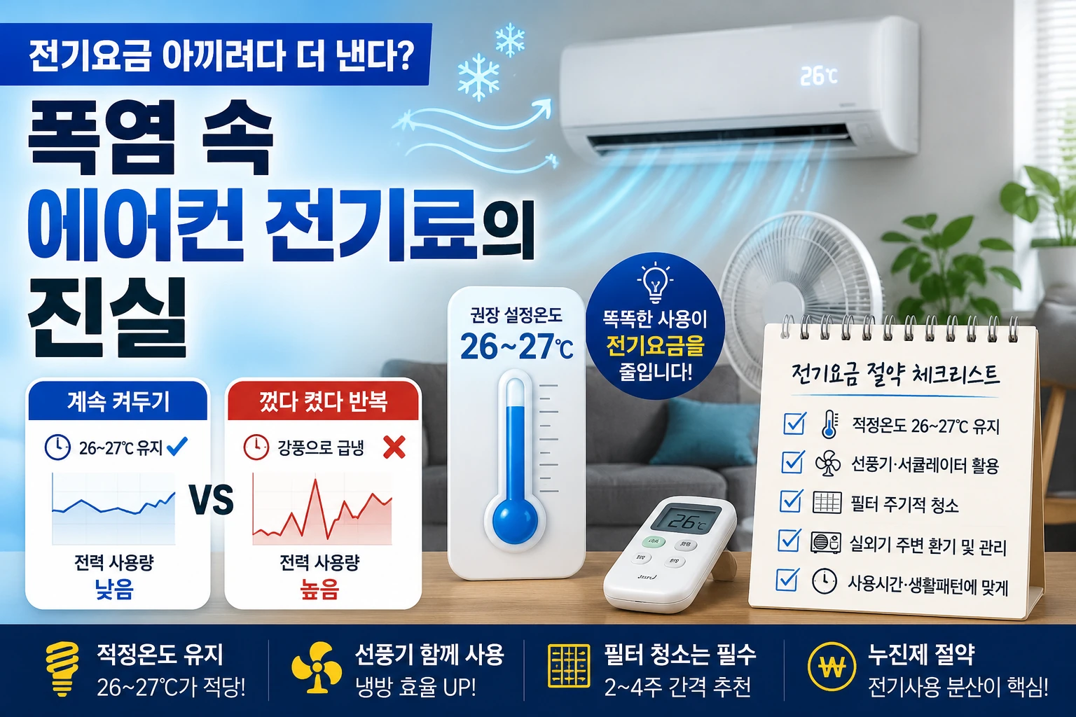 전기요금 아끼려다 더 낸다? 폭염 속 에어컨 전기료의 진실