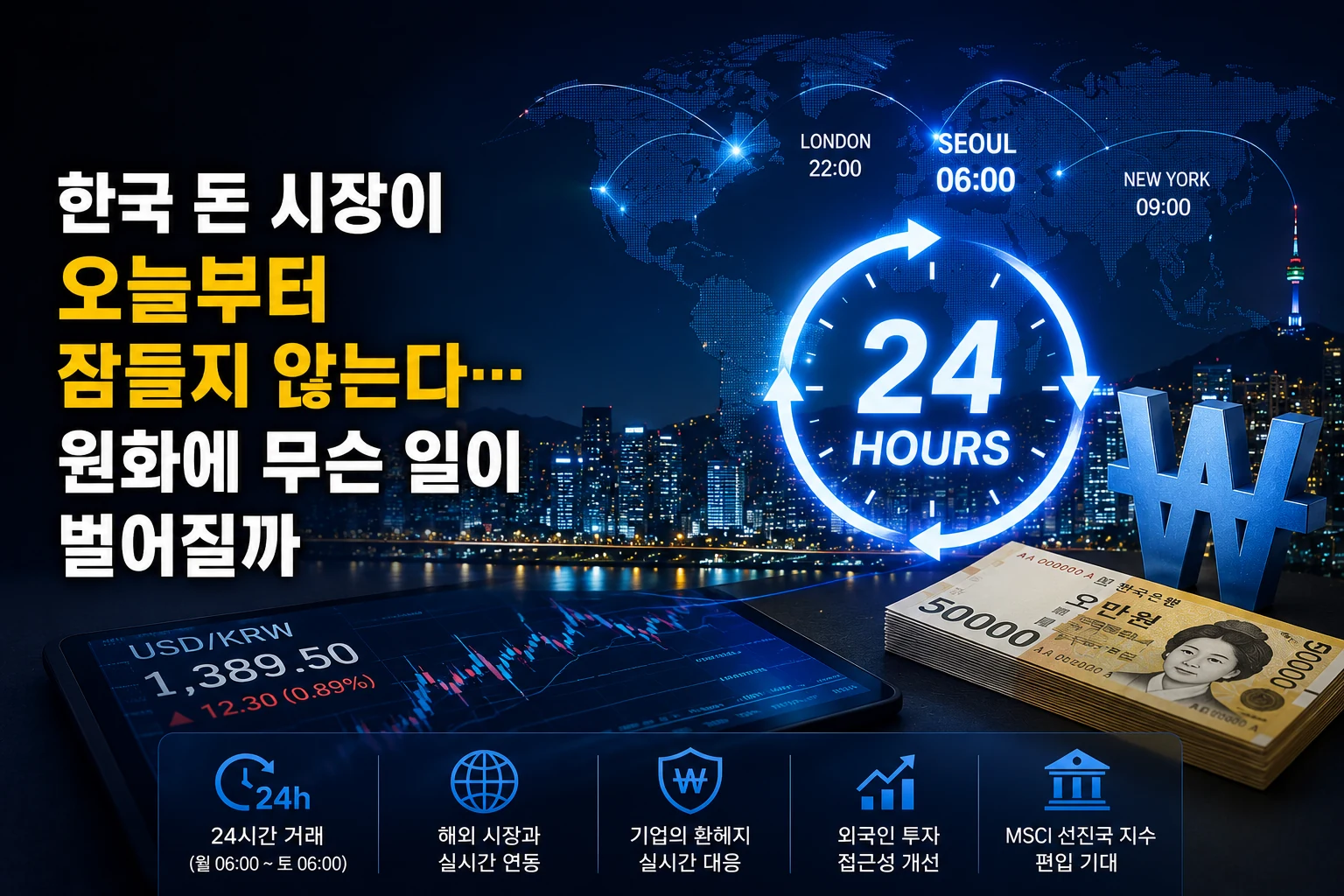 한국 돈 시장이 오늘부터 잠들지 않는다…원화에 무슨 일이 벌어질까