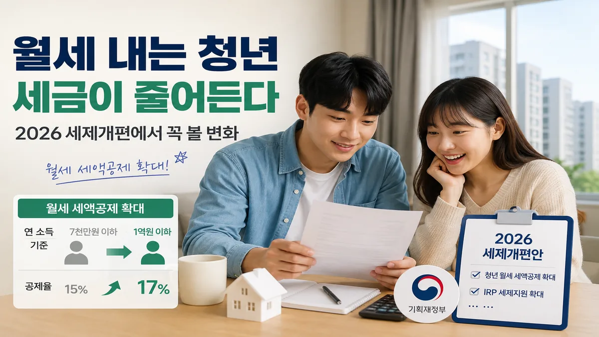 월세 내는 청년 세금이 줄어든다…2026 세제개편에서 꼭 볼 변화