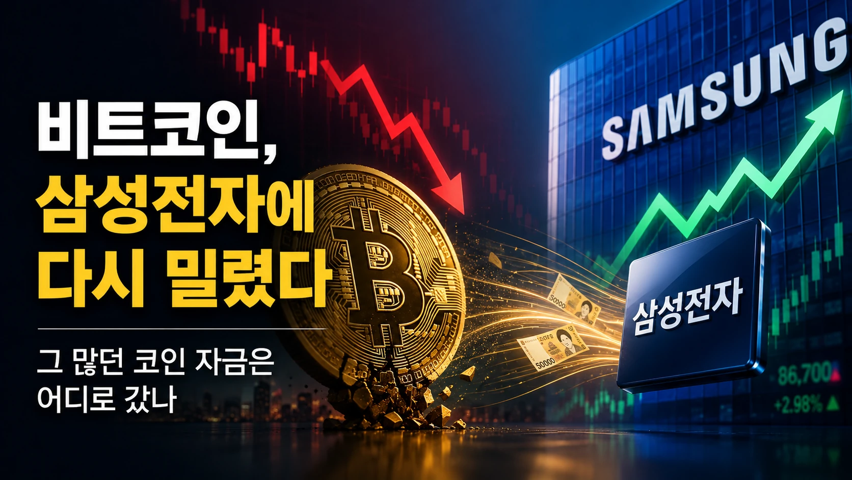 비트코인, 삼성전자에 다시 밀렸다…그 많던 코인 자금은 어디로 갔나