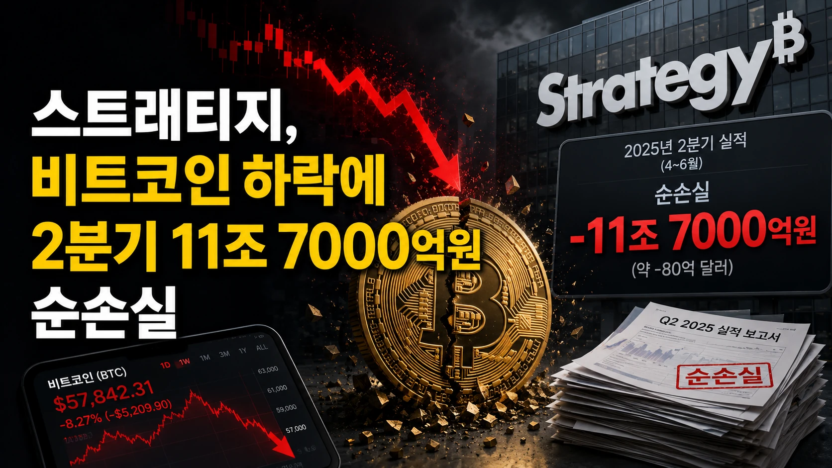 스트래티지, 비트코인 하락에 2분기 11조 7000억원 순손실
